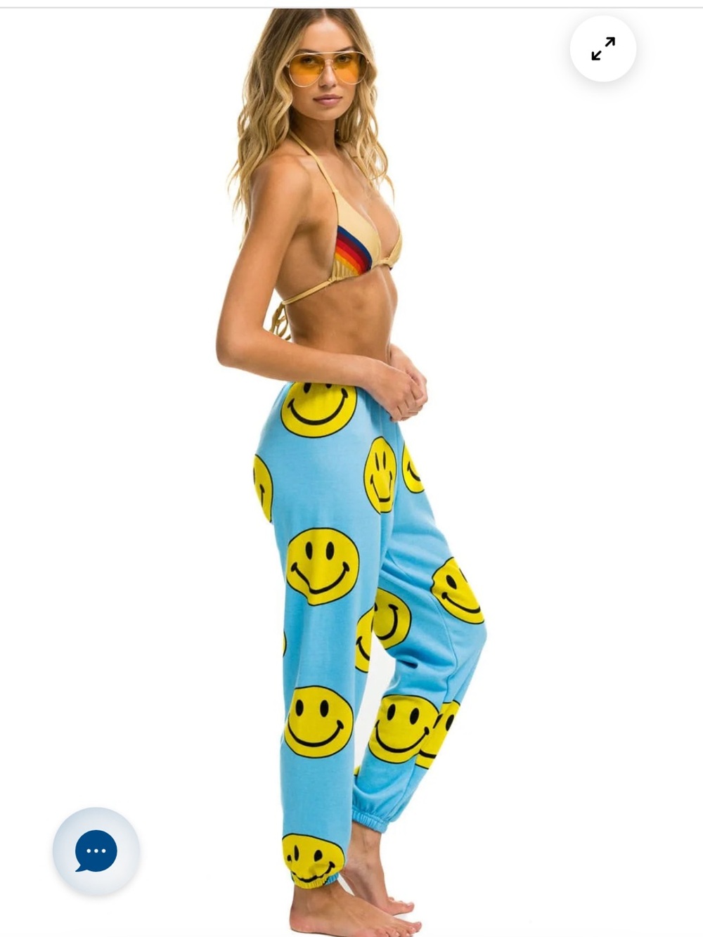 Aviator Nation Smiley Repeat Sweatpants in Sky
